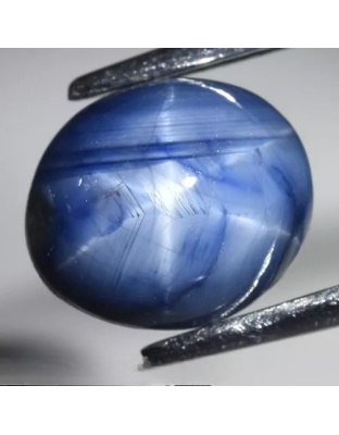 Dijual Batu Cincin Permata Blue Star Sapphire Safir Biru Bintang Afrika Oval Cabochon Alami Natural 2.92 Ct. Unheated Bersertifikat