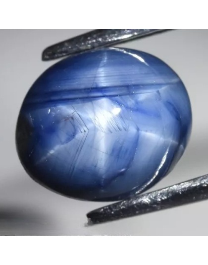 Dijual Batu Cincin Permata Blue Star Sapphire Safir Biru Bintang Afrika Oval Cabochon Alami Natural 2.92 Ct. Unheated Bersertifikat
