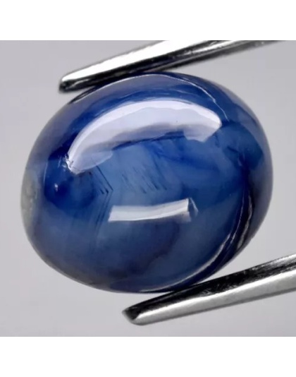 Dijual Batu Cincin Permata Blue Star Sapphire Safir Biru Bintang Afrika Oval Cabochon Alami Natural 2.92 Ct. Unheated Bersertifikat