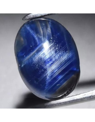 Dijual Batu Cincin Permata Blue Star Sapphire Safir Biru Bintang Afrika Oval Cabochon Alami Natural 2.89 Ct. Unheated Bersertifikat