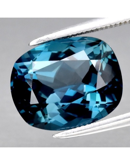 Dijual Batu Cincin Permata Topaz Biru London Brazil Cushion Alami Natural 5.36 Ct. Bersertifikat