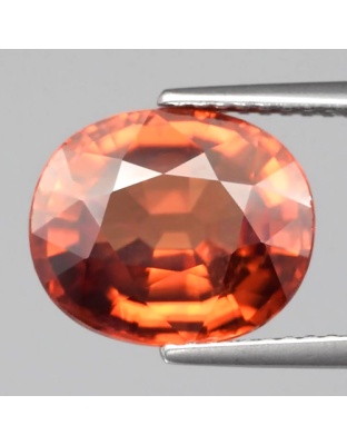 Dijual Batu Cincin Permata Zircon Jingga Merah Muda Oval Natural 7.34 Ct. Untreated Bersertifikat