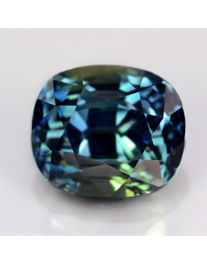 Dijual Batu Cincin Permata Mulia Safir Biru Hijau Greensh iBlue Sapphire Madagascar Africa Cushion Alami Natural 3.81 Ct. Bersertifikat