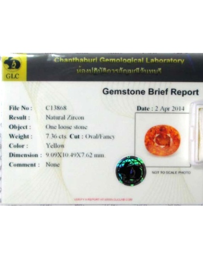 Dijual Batu Cincin Permata Yellow Zircon Kuning Oval Tanzania Alami Natural 7.36 Ct. Untreated Bersertifikat